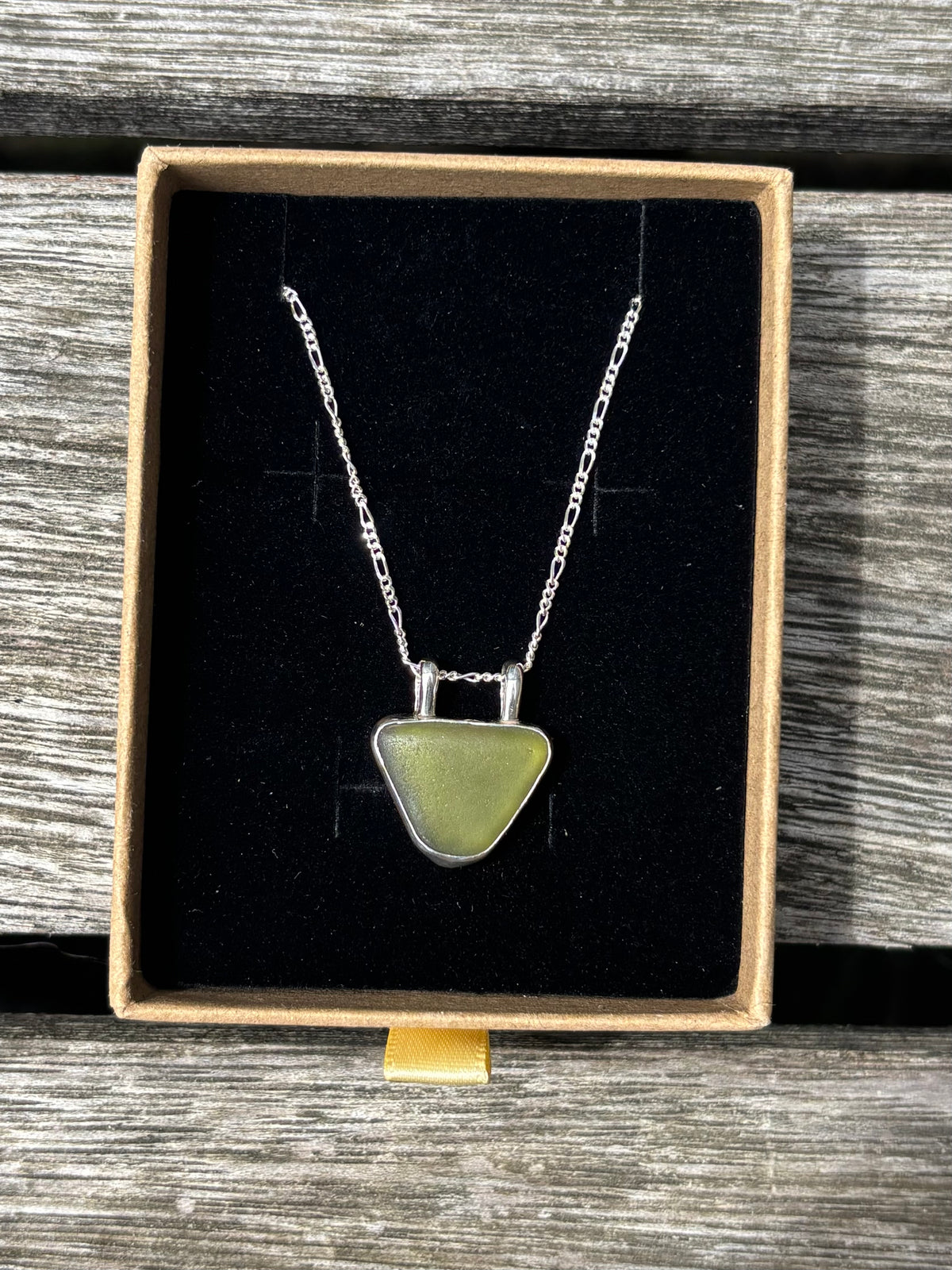 13- Green Triangle Seaglass Necklace
