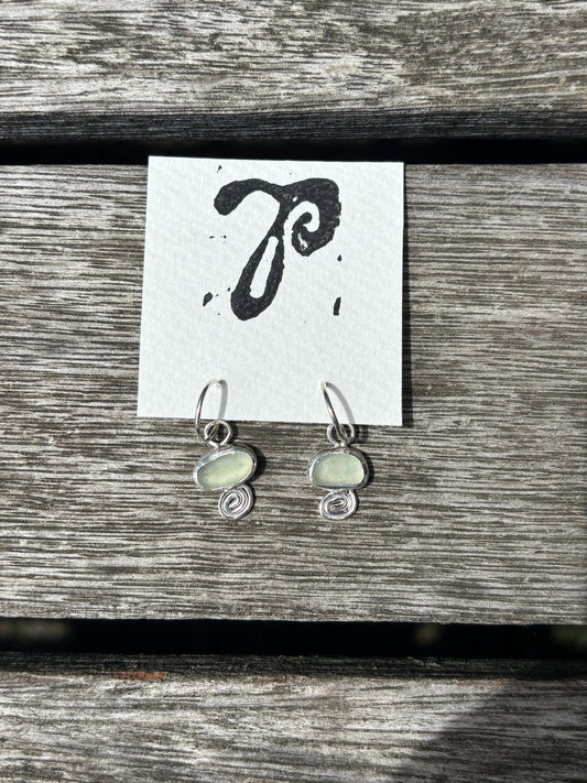 02- Blue sea glass swirl earrings