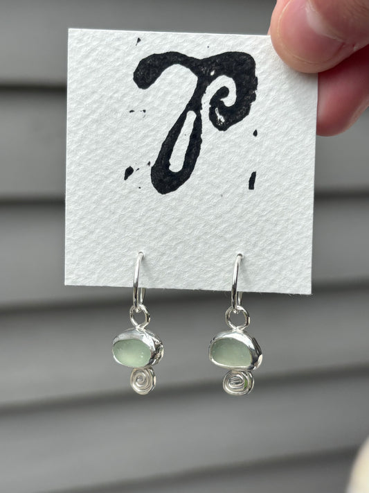 02- Blue sea glass swirl earrings