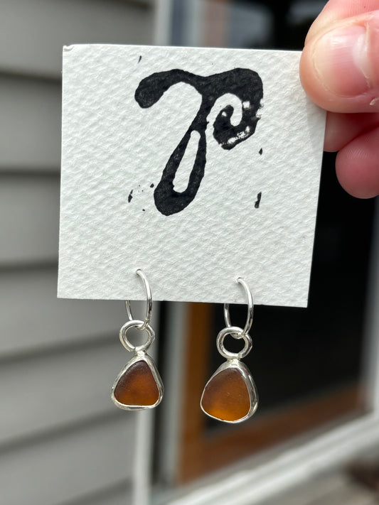 10- Brown Seaglass Earrings