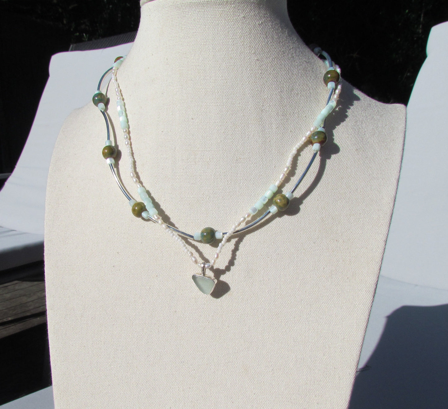 Sea olive beaded necklace
